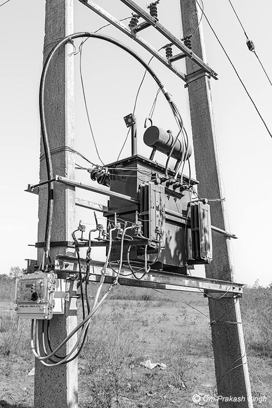 A power transformer feeding the Intake Well of an MVS in Gumla district, Jharkhand, India